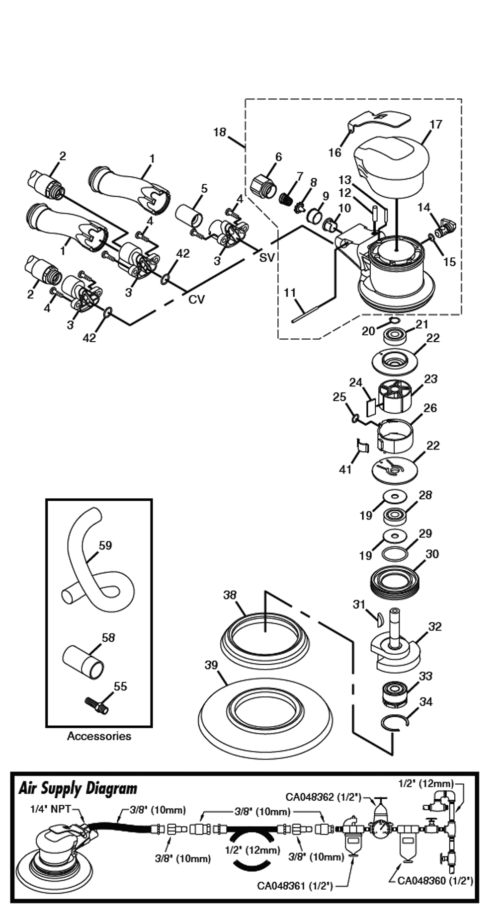Figure 0 Diagram and Parts List for CP7220E  Chicago Pneumatic Sander
